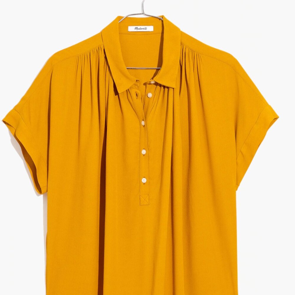 Madewell Central Drapey Popover Shirt Golden Yellow Women's XL
